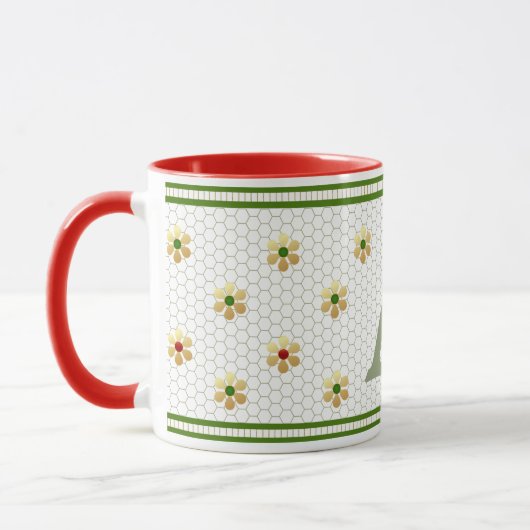 Benutzerdefiniert | Chic Gold Daisy Honeycomb Tasse (Links)