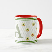 Benutzerdefiniert | Chic Gold Daisy Honeycomb Tasse (VorderseiteRechts)