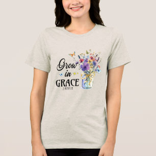 Benutzerdefiniert Christlich Wachse in Gnade Tri-Blend Shirt