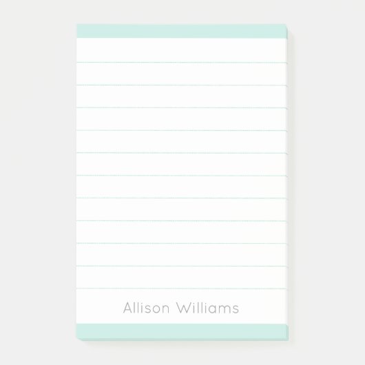 Benutzerdefiniert Clean Aqua Blau Lined Post-it Klebezettel (Vorderseite)