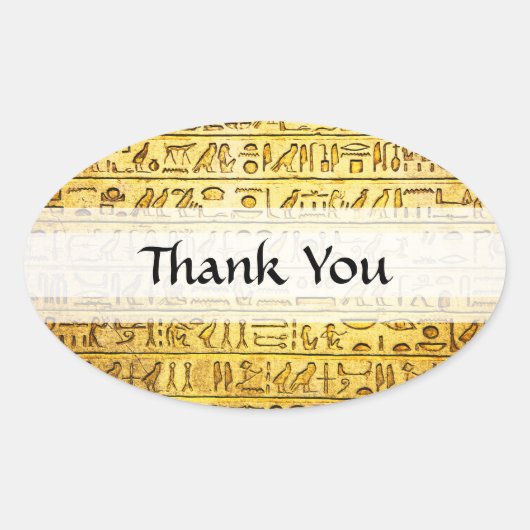 Benutzerdefiniert "Danke" ägyptische Hieroglyphen Ovaler Aufkleber (Vorderseite)