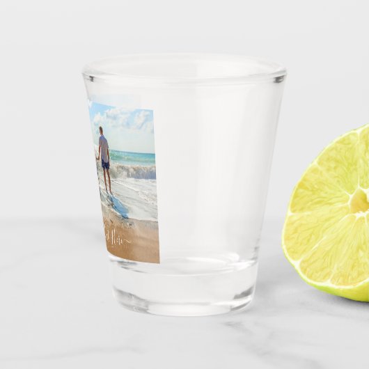 Benutzerdefiniert das Foto-Shootglas mit Text Schnapsglas (Rechts)