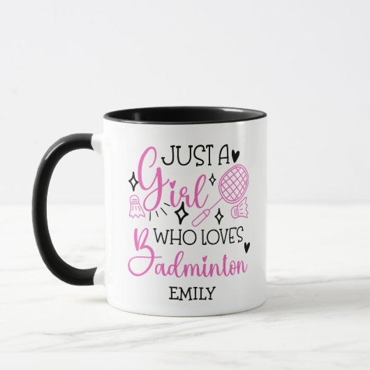 Benutzerdefiniert Dieses Mädchen liebt Badminton R Tasse (Links)