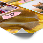 Benutzerdefiniert Drei-Foto Text Silk Sonnenblumen Poster (Ecke)