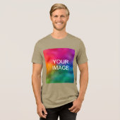Benutzerdefiniert Foto Mens Olive Green hochladen Tri-Blend Shirt (Vorderseite voll)
