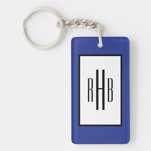 Benutzerdefiniert Foto & Monogramm Schlüsselanhäng Schlüsselanhänger (Vorderseite)