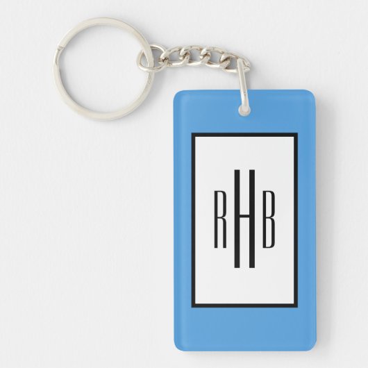 Benutzerdefiniert Foto & Monogramm Schlüsselanhäng Schlüsselanhänger (Vorderseite)