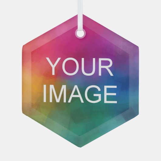 Benutzerdefiniert Foto- oder Logo-Hexagon hochlade Ornament Aus Glas (Vorderseite)
