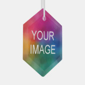 Benutzerdefiniert Foto- oder Logo-Hexagon hochlade Ornament Aus Glas (Vorderseite Rechts)