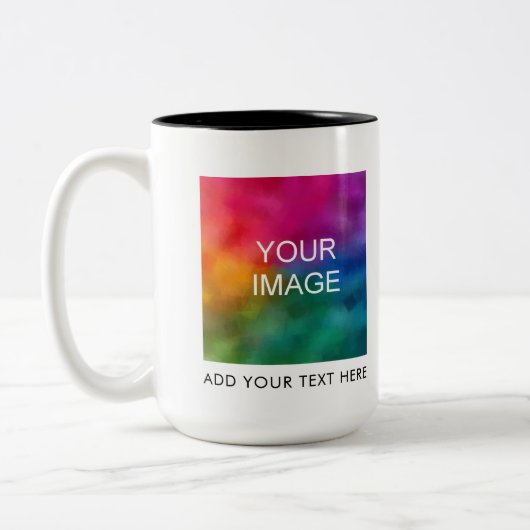 Benutzerdefiniert Foto oder Logo hochladen Modern Zweifarbige Tasse (Links)