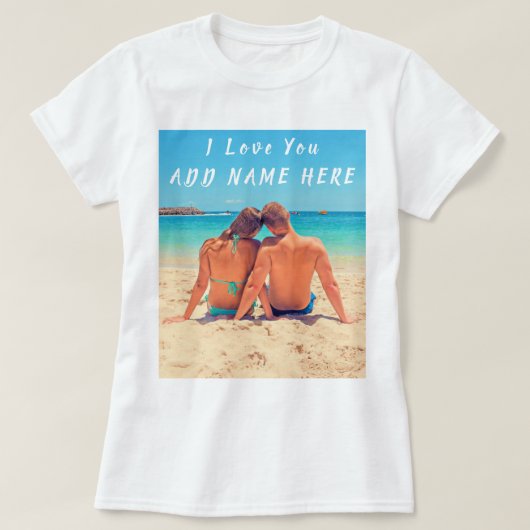Benutzerdefiniert Foto und T - Shirt Text I Liebe (Design vorne)