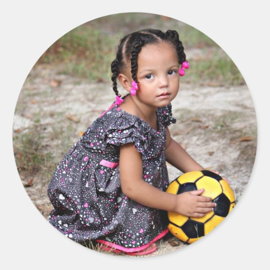 Benutzerdefiniert, Foto und Text hinzufügen Runder Aufkleber (Vorderseite)