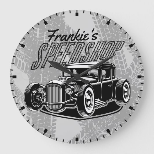Benutzerdefiniert Frisierte Auto Coupe Speed Shop Große Wanduhr (Vorderseite)