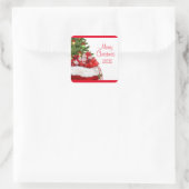 Benutzerdefiniert Frohe Weihnachten Ihr Text Gesch Quadratischer Aufkleber (Tasche)