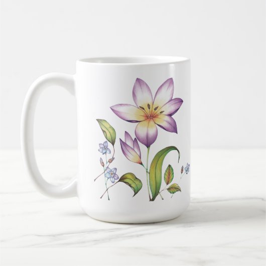 Benutzerdefiniert für Lila Blumenbearbeitung Kaffeetasse (Links)