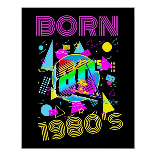 Benutzerdefiniert Geboren 80er Retro 80"er Poster (Vorderseite)