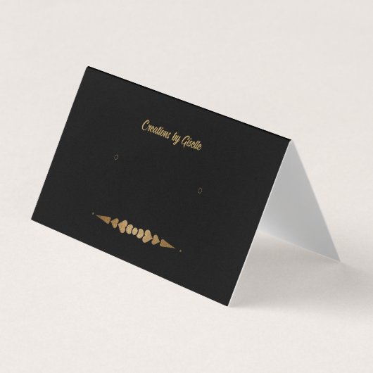 Benutzerdefiniert "Gold" auf Schwarz-Matte-Earring Visitenkarten (Vorderseite)