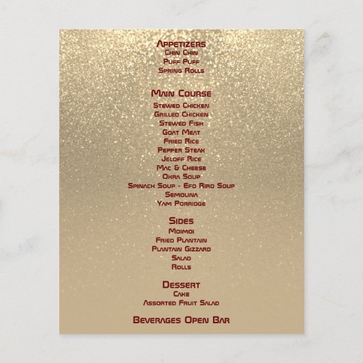 Benutzerdefiniert - Gold Glitzer - Menü (Rückseite)