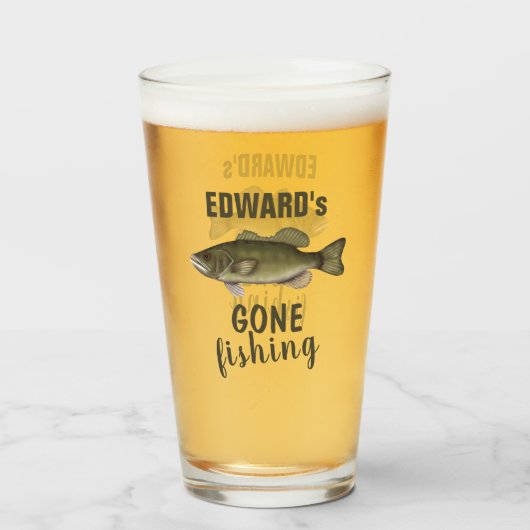 Benutzerdefiniert Gone Fishing Personalisiert Glas (Vorne (Gefüllt))
