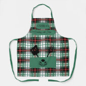 Benutzerdefiniert grün Kariert mit Kochgeschirr Schürze (Vorderseite)