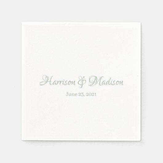 Benutzerdefiniert: grün Skriptpaar Datum Hochzeit Serviette (Vorderseite)