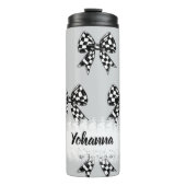 Benutzerdefiniert Halloween-graue Bows Coquette Thermosbecher (Vorderseite)