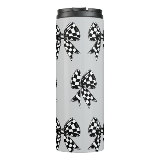 Benutzerdefiniert Halloween-graue Bows Coquette Thermosbecher (Rückseite)