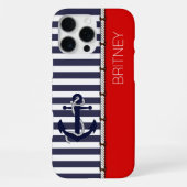 Benutzerdefiniert Helles Rot Weiß Navy Dunkelblau iPhone Hülle (Rückseite)