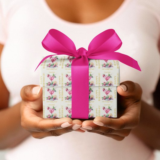 Benutzerdefiniert Hübsch in rosa 30. Happy Birthda Geschenkpapier
