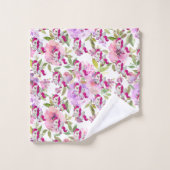 Benutzerdefiniert Hübsch rosa Lila weiße Blume Ein Badhandtuch Set (Waschlappen)