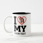 Benutzerdefiniert I Liebe Foto-Text meiner Familie Zweifarbige Tasse (Links)