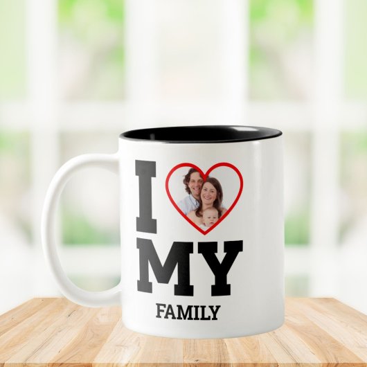 Benutzerdefiniert I Liebe Foto-Text meiner Familie Zweifarbige Tasse
