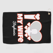 Benutzerdefiniert I Liebe Meine Ehefrau - Name und Golfhandtuch (Horizontal)