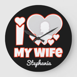 Benutzerdefiniert I Liebe Meine Ehefrau - Name und Große Wanduhr
