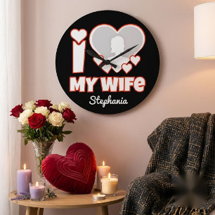 Benutzerdefiniert I Liebe Meine Ehefrau - Name und Große Wanduhr