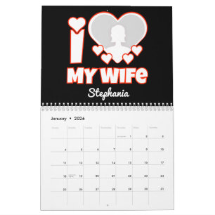 Benutzerdefiniert I Liebe Meine Ehefrau - Name und Kalender