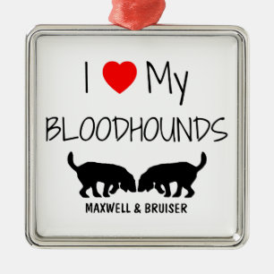 Benutzerdefiniert I Liebe Meine zwei Bloodhounds Ornament Aus Metall