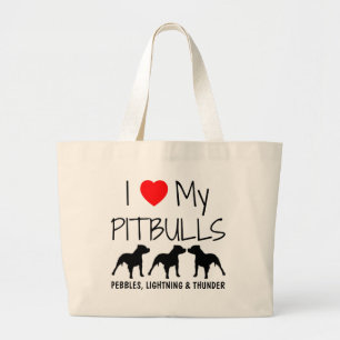 Benutzerdefiniert I Liebe meiner Pitbullen Jumbo Stoffbeutel