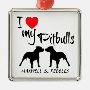 Benutzerdefiniert I Liebe meiner Pitbullen Silbernes Ornament