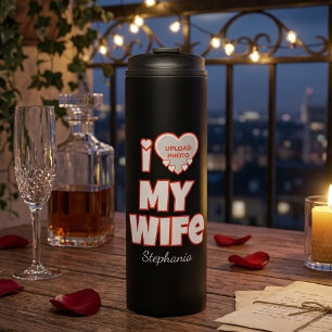 Benutzerdefiniert Ich liebe meine Frau – Name und  Thermosbecher