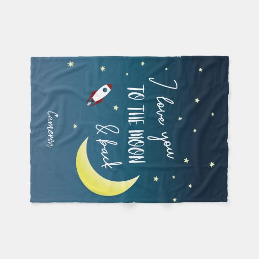 Benutzerdefiniert Ich Liebe Sie zum Mond und zurüc Fleecedecke (Vorderseite (Horizontal))