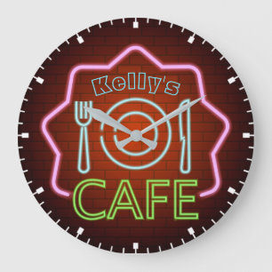 Benutzerdefiniert IHR NAME 50er Retro-Neon-Stil Di Große Wanduhr
