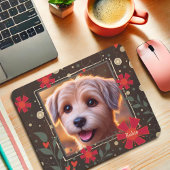 Benutzerdefiniert Ihren Foto Name Fun Brown Red Fl Mousepad