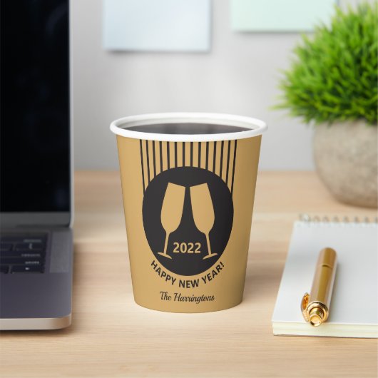 Benutzerdefiniert Jahr & Text Champagner-Papierbec Pappbecher (InSitu)