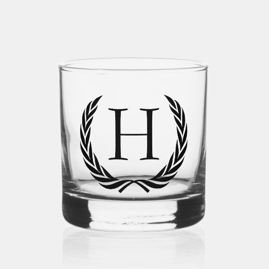 Benutzerdefiniert Klassisches Vintag-Chic-Monogram Whiskyglas (Vorderseite)