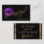 Benutzerdefiniert - Lila Glitzer- und GoldLippen Visitenkarte (Vorne/Hinten)