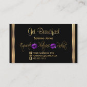 Benutzerdefiniert - Lila Glitzer- und GoldLippen Visitenkarte (Rückseite)