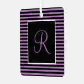 Benutzerdefiniert Lila und schwarz Streifen Ornament Aus Metall (Vorderseite links)