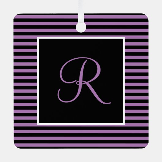 Benutzerdefiniert Lila und schwarz Streifen Ornament Aus Metall (Vorderseite)
