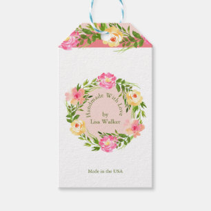 Benutzerdefiniert mit Liebe Rose Wreath Blush Whit Geschenkanhänger
